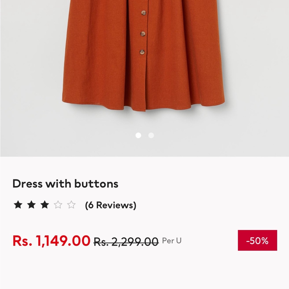 SOLD ❌ H&M Rust Dress with Buttons - Picture 3 of 10